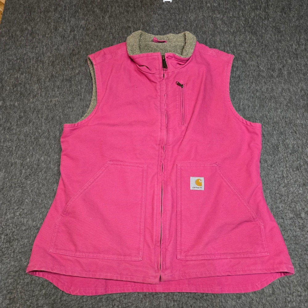 Carhartt Sandstone Sherpa Lined Vest Womens M WV001 WTM Watermelon Pink Workwear